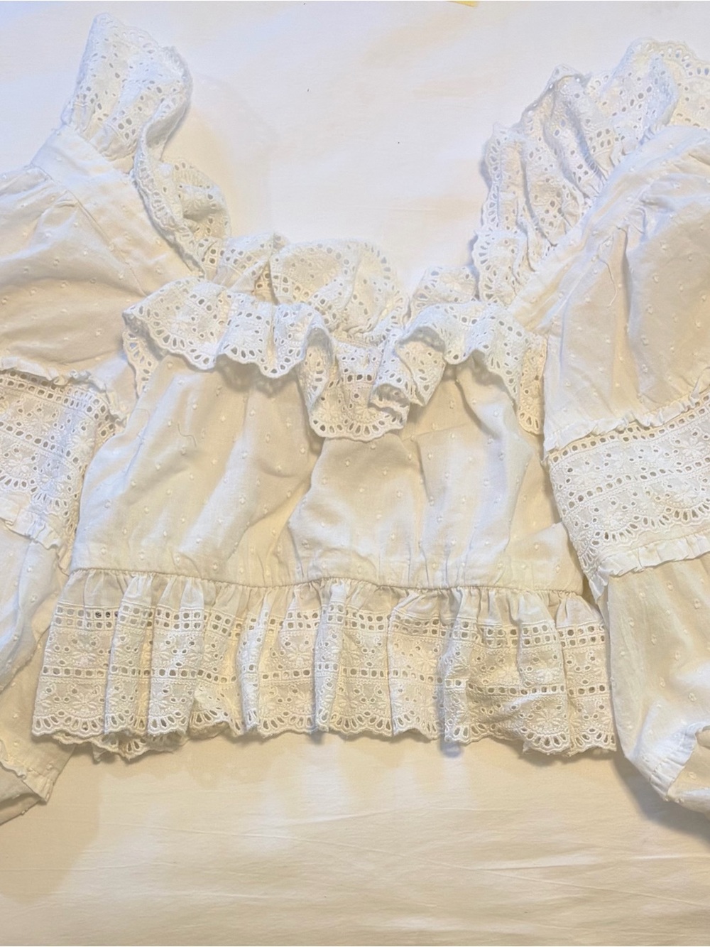FARM Rio White Eyelet Ruffle Blouse - Picture 3 of 6